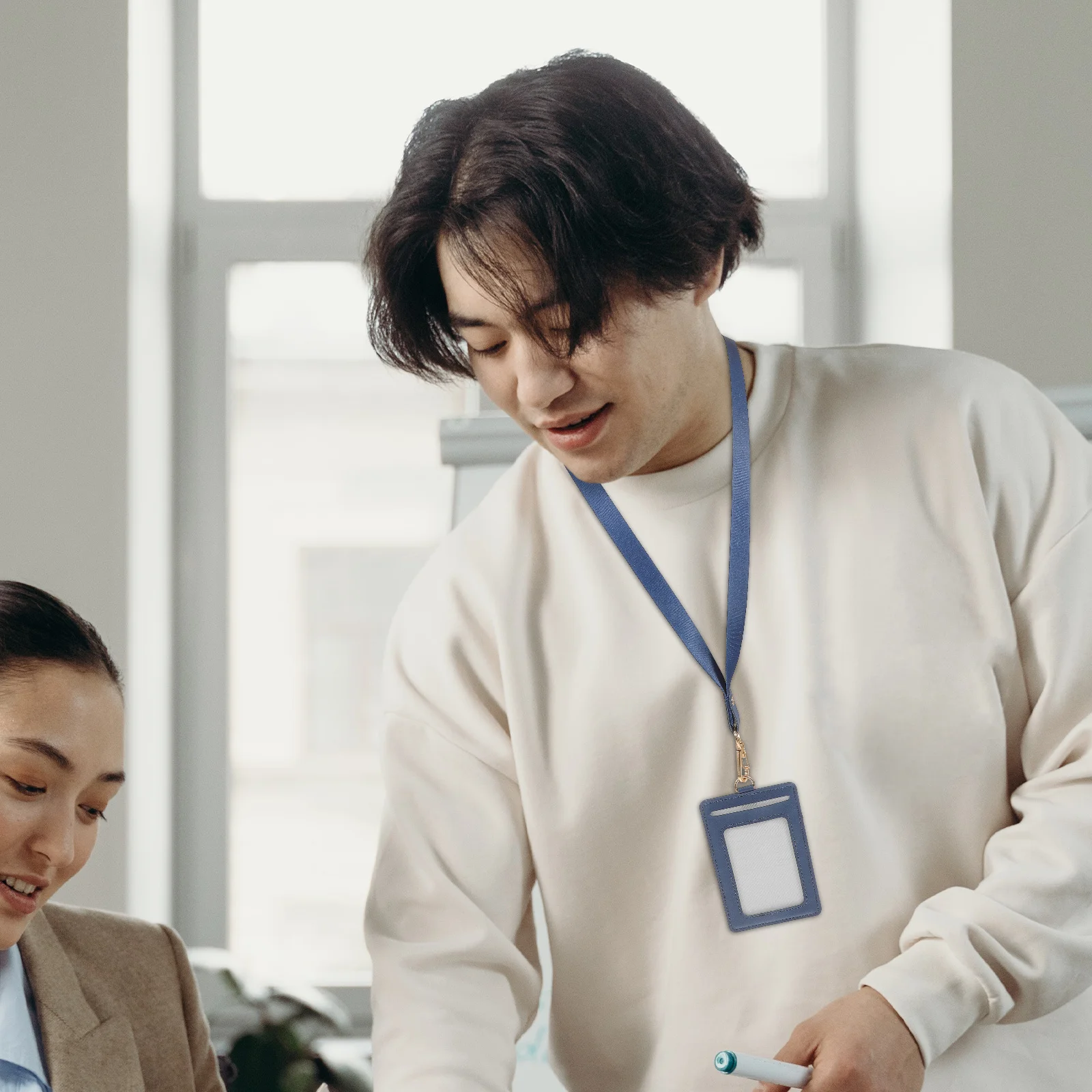 

Clear Id Card Holder with Lanyard for Work Badge Protective Sleeve Reusable Name Tag Cover for Staff Nurses Students