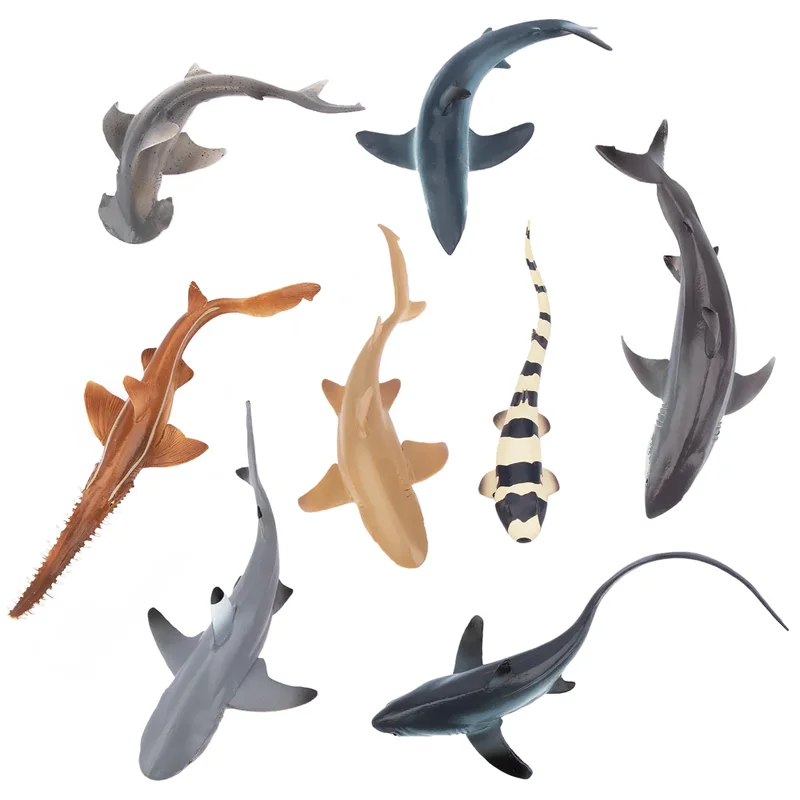 8Pcs Simulation Shark Ocean Animal Model Toy Mini Sea Sharks Figures Dolls Action Figurines Toys for Children Set Gift