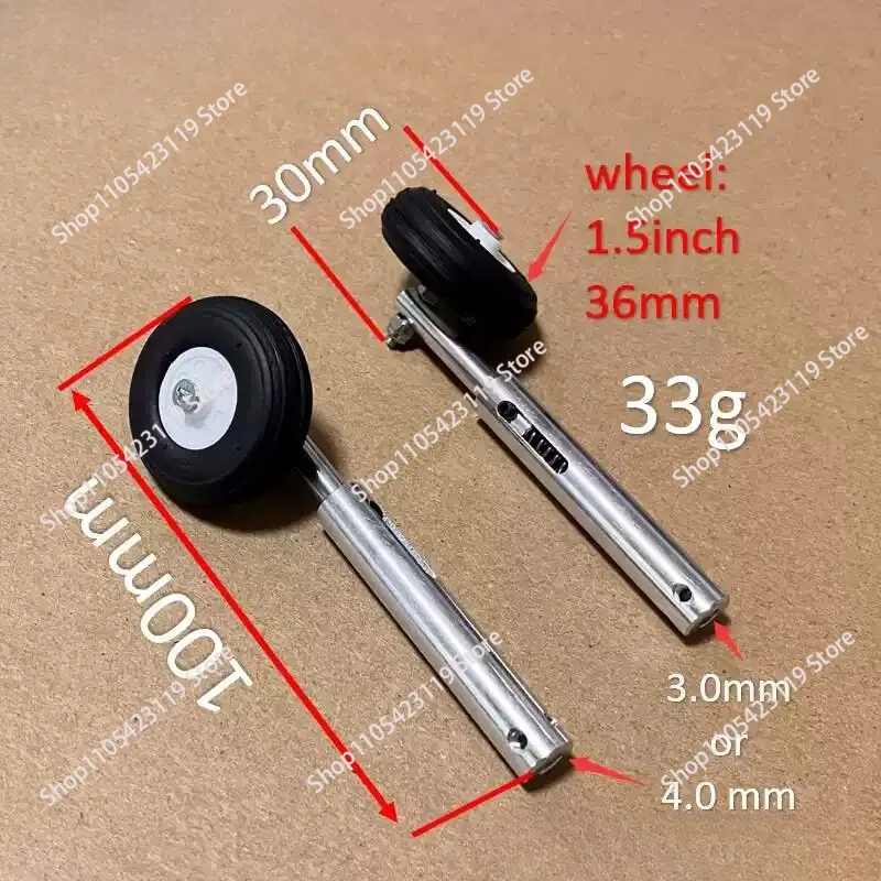 36mm PU Wheels H:100mm Lightweight Aluminum Alloy Anti-Vibration Landing Gears D3/4 for Retractable  RC Airplane Models Parts