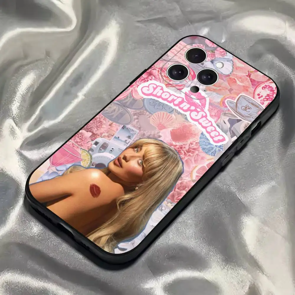 حافظة هاتف Sabrina Carpenter Short n Sweet لهاتف iPhone 16,15,14,13,12,11,Pro,Max,Plus,X,XS,SE4,E,Mini,Soft Black Case #5