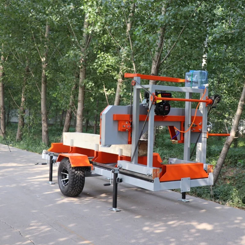 Factory Price Horizontal Bandsaw Mill oline Powered Portable Bandsaw Cutting Machine with Mobile Wheels