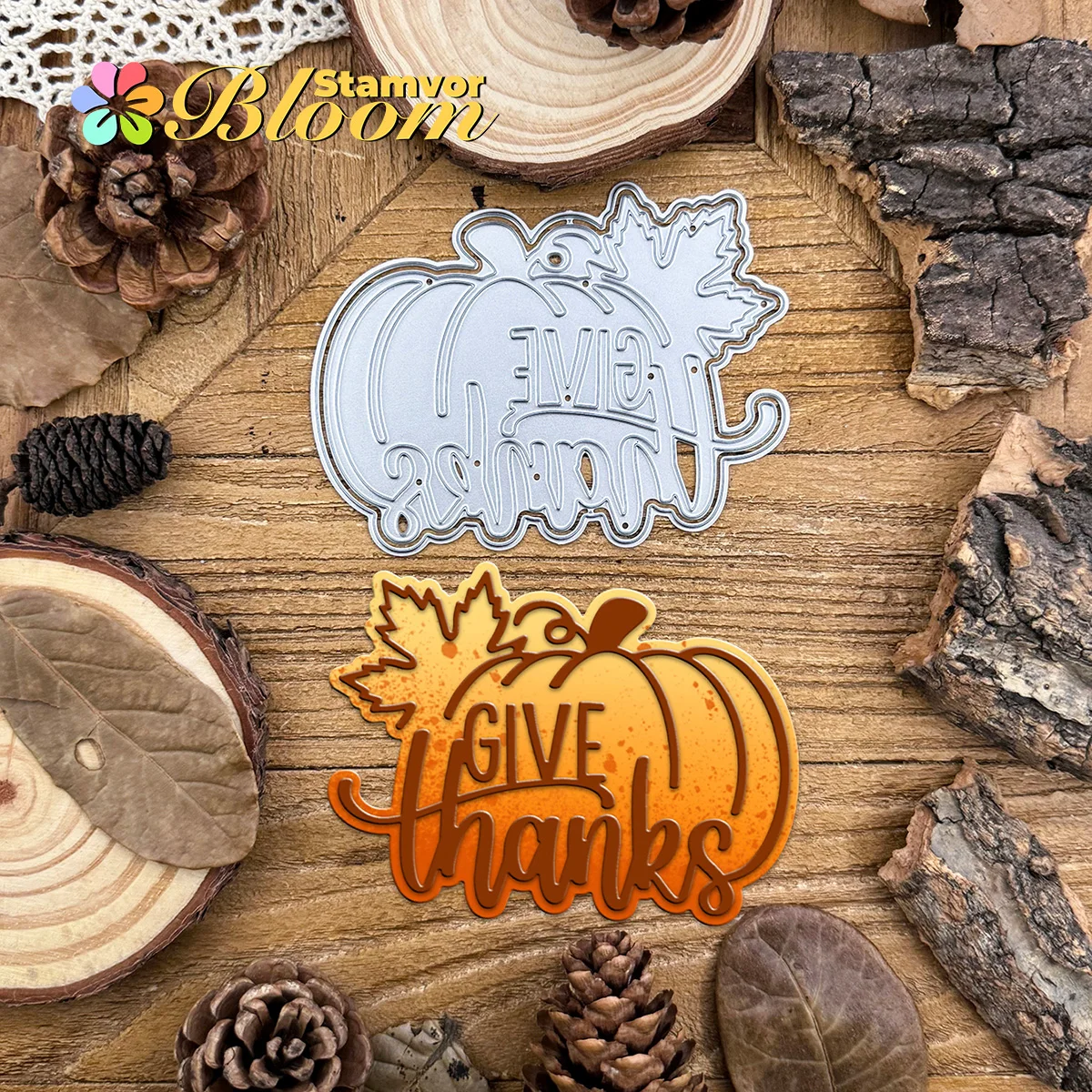 Schöne Schichten Herbst Kürbis Thanksgiving GEBEN DANKE Worte Titel Metall Stanzformen Scrapbooking Dekorative Prägung
