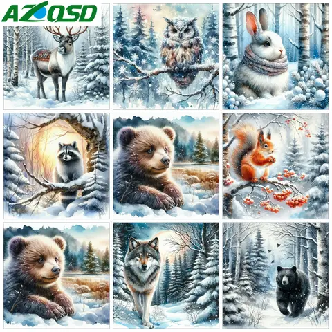 AZQSD 다이아몬드 페인팅 동물 판타지 홈 장식, 호랑이 팬더 자수 고양이 거북이 크로스 스티치 세트, 라운드 드릴, 30x30cm