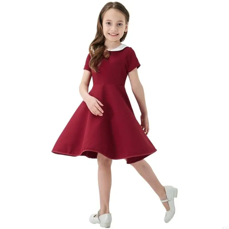 97BC Girls' Short Sleeved Dress A-line Dresses For School Event And Family Gathering