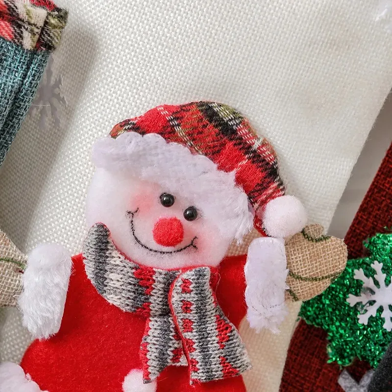 

Christmas Stockings Set Santa Snowman Sock Christmas Ornament Plush Santa Claus/Snowman/Bear/Elk for Navidad CandyGift Bag Party