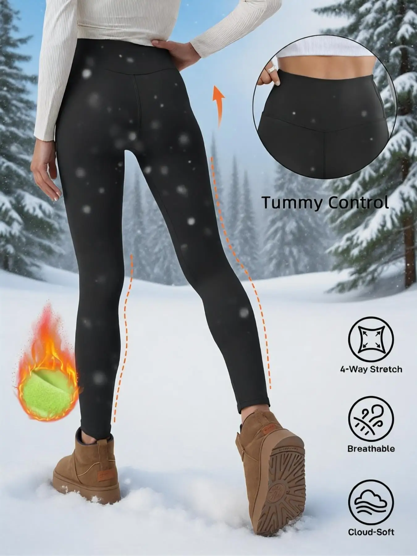 Women's Fleece Lined Warm Pants Outdoor Skiing Pants Winter Hiking Pants, Thermal Insulated Leggings for Cold Weather Activities