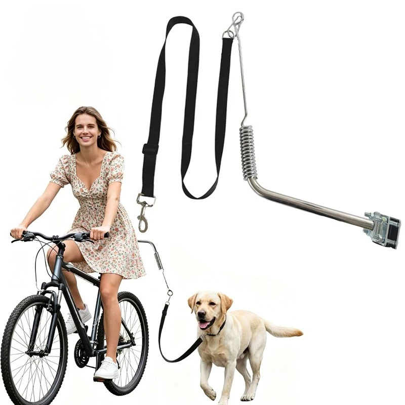 Hands Free Dog Bike Leash Heavy Duty Bicycle Attachment with Quick Connect Buffer Rope Cycling Jogging for Medium Large Dogs