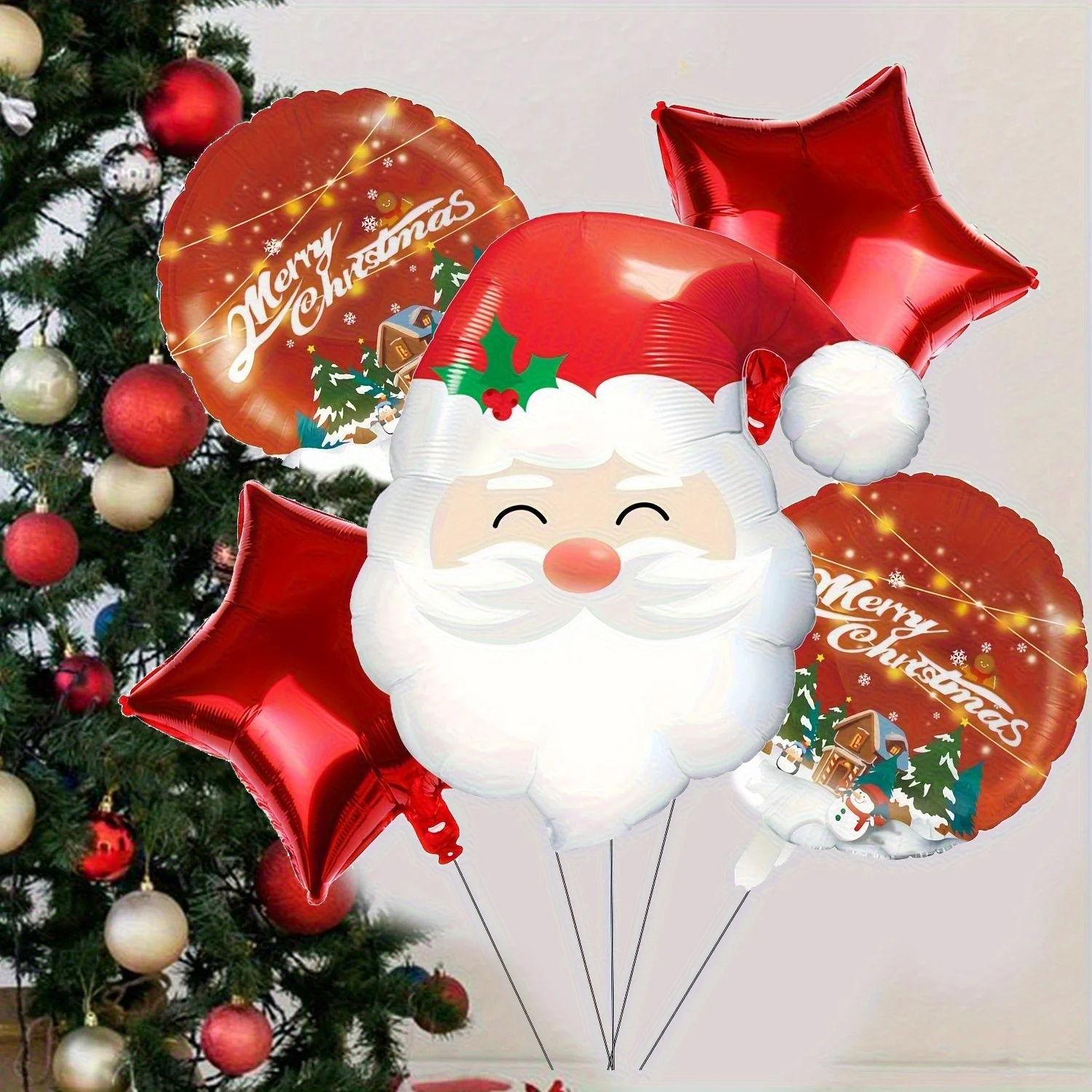 5 stücke Santa Claus Stern Folien Ballon Set Indoor Outdoor Weihnachten Neujahr Dekorationen Festliche Partei Liefert Fotografie Requisiten