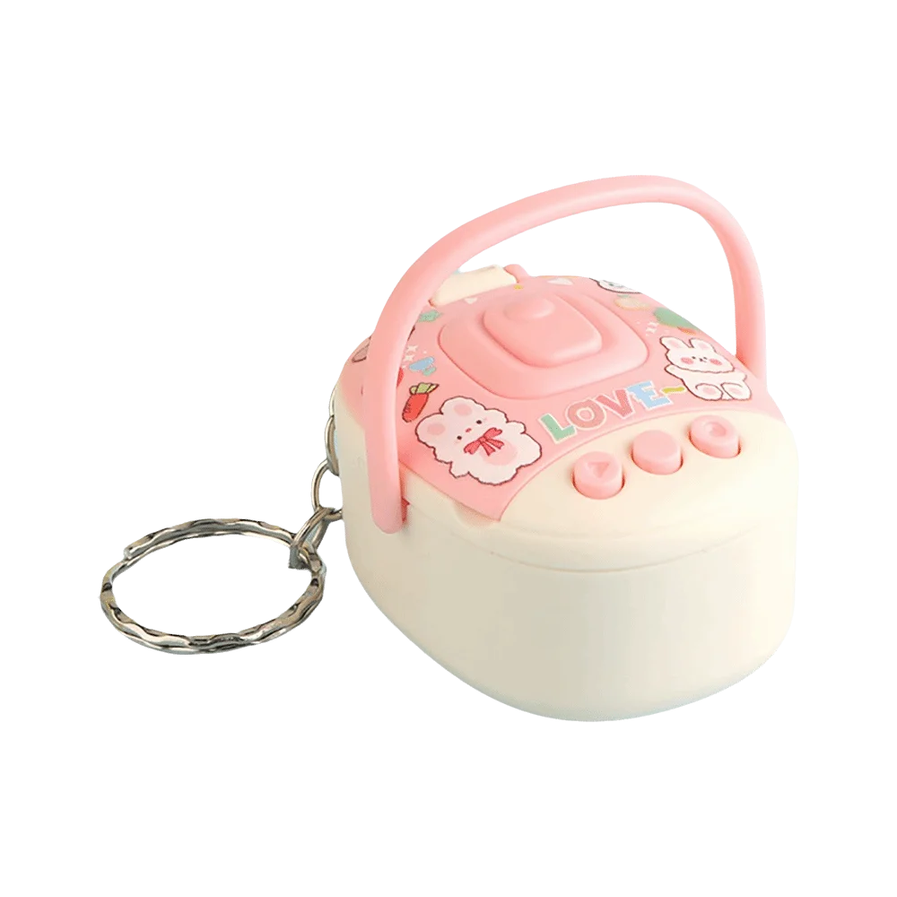 Funny Multicolor Simulated Rice Cooker Keychain Sound Recording Cartoon Animal Recorder Pendant Mini Size Openable Bag Pendant