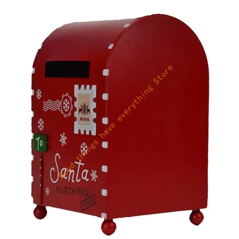 

Mini Christmas Mailbox Metal Post Box Storage Container Party Props Supplies 55KF