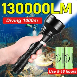 NEW High Power LED Diving Flashlight XHP190 Professional Underwater Lantern 18650 Battery IPX8 Waterproof Lamp With Hand Rope