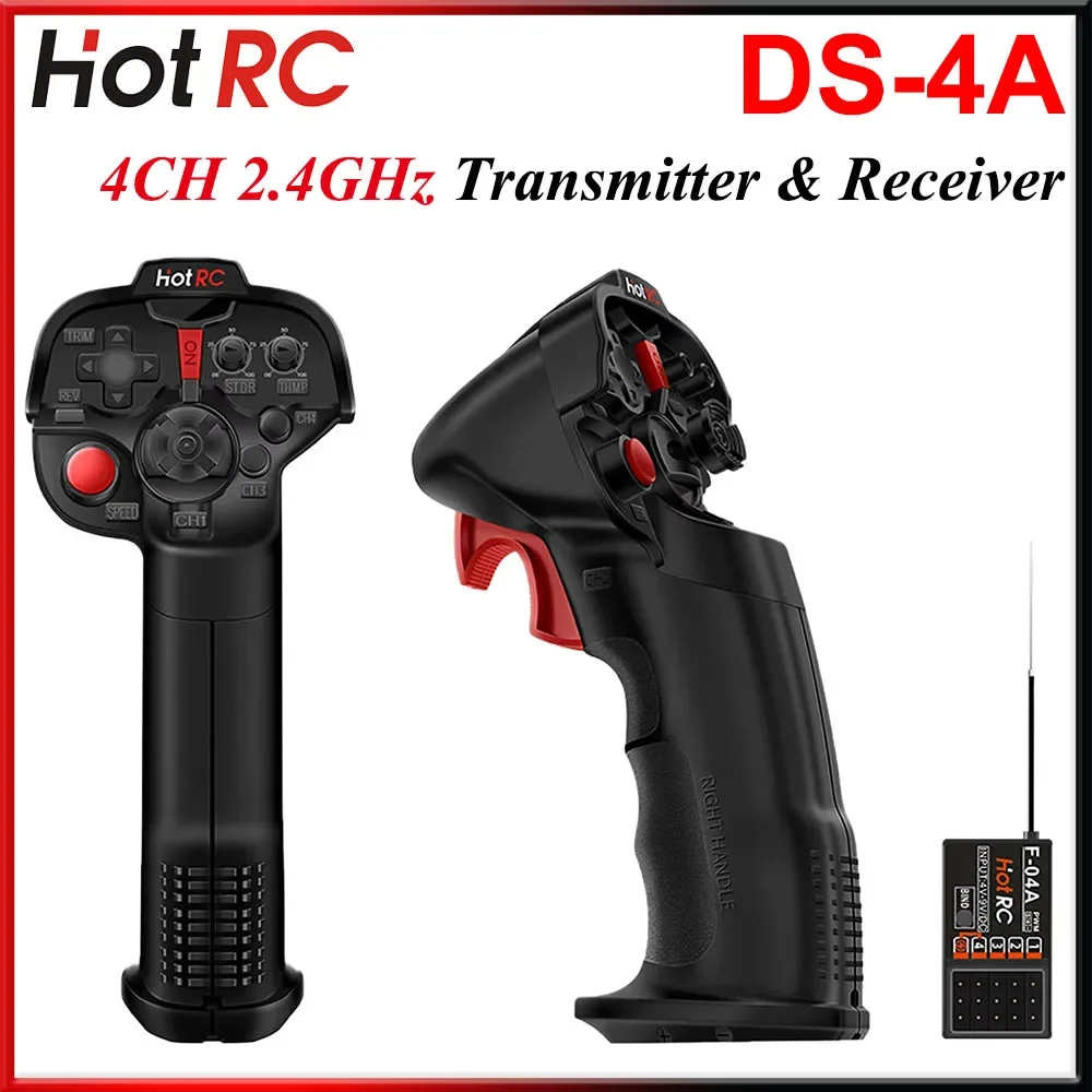 HotRC DS4A DS-4A 2.4GHz 4 Channel Single Hand Radio System Transmitter F-04A 4CH Receiver for RC Car Boat Tank Robot Model Toy