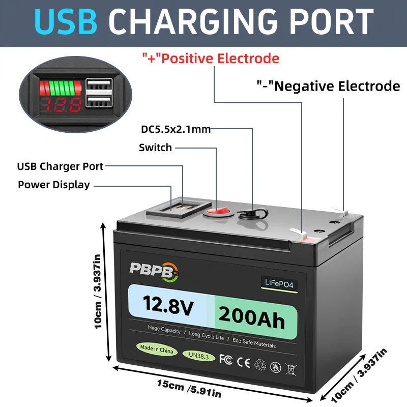 New 12.8V 160Ah 180Ah 200Ah  LiFePO4 Battery  Lithium Iron Phosphate Battery Built-in BMS For Solar Boat No Tax