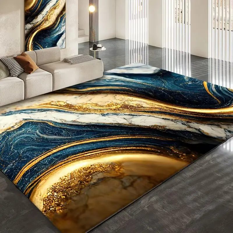 Golden Carpet Living Room Luxury Large Area Rugs Decoration Home Abstract Carpets Hotel Hall Sofa Floor Mat alfombras para sala