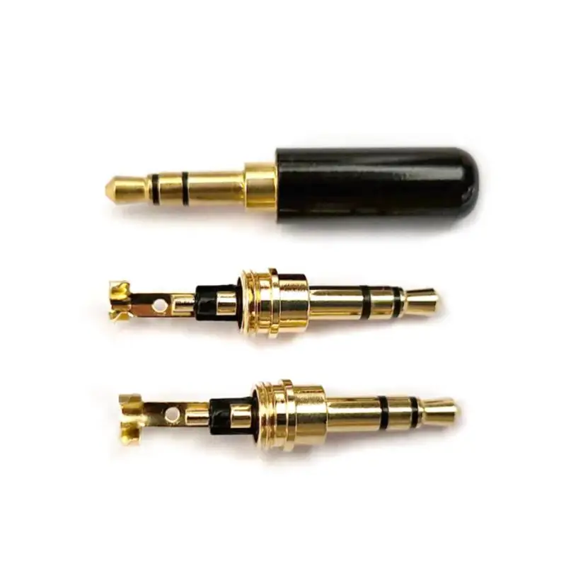 3.5mm Plug Four Pole Headphone Audio Connector 4-section Tail Computer Soldering Audio Head Soldering Multi Color Shell A6