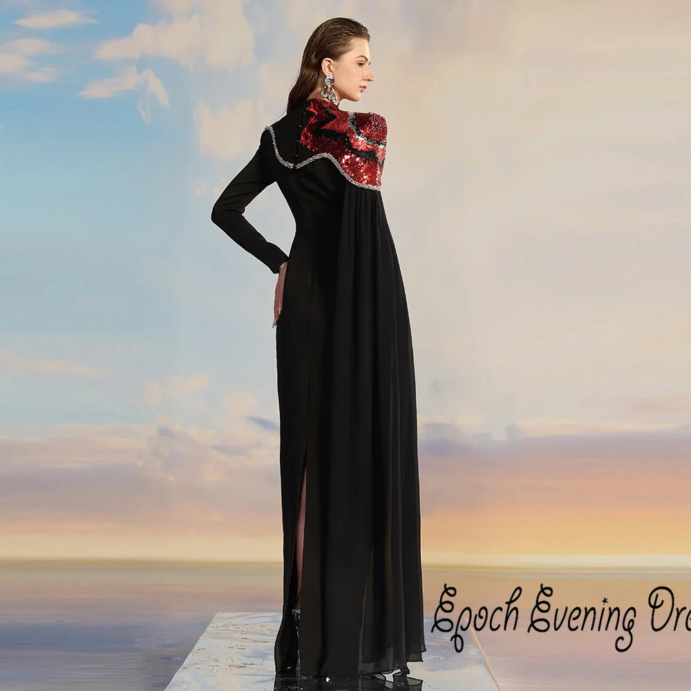 Epoch Luxe Pailletten Avondjurk فسات Clujة 2024 Nieuwe Arabië Elegante Vrouwen Sexy Cocktail Party Prom Gown Met Chiffon Sjaal