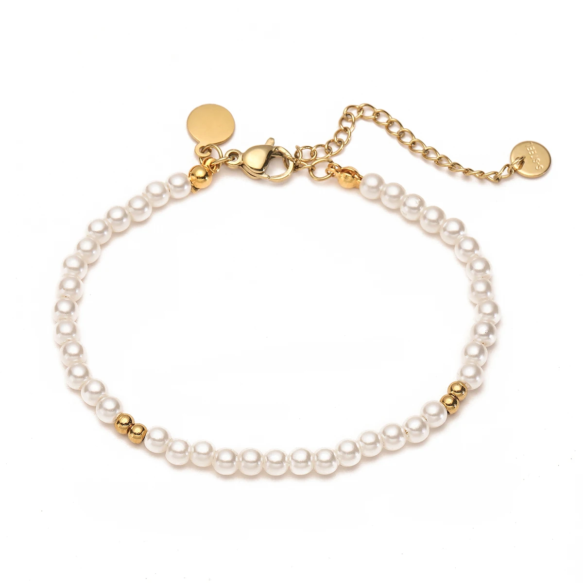 2026 New Arrival Gold Color Stainelss Steel Beads Pearl Bracelet For Women Daily Jewelry Accessories