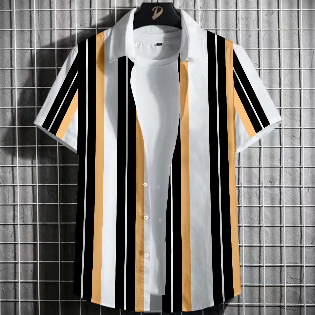 Mens Hawaiin Shirts,Men's Striped Button Down Shirts Short Sleeve Summer Hawaiian Beach Shirts Bowling Camp Shirts