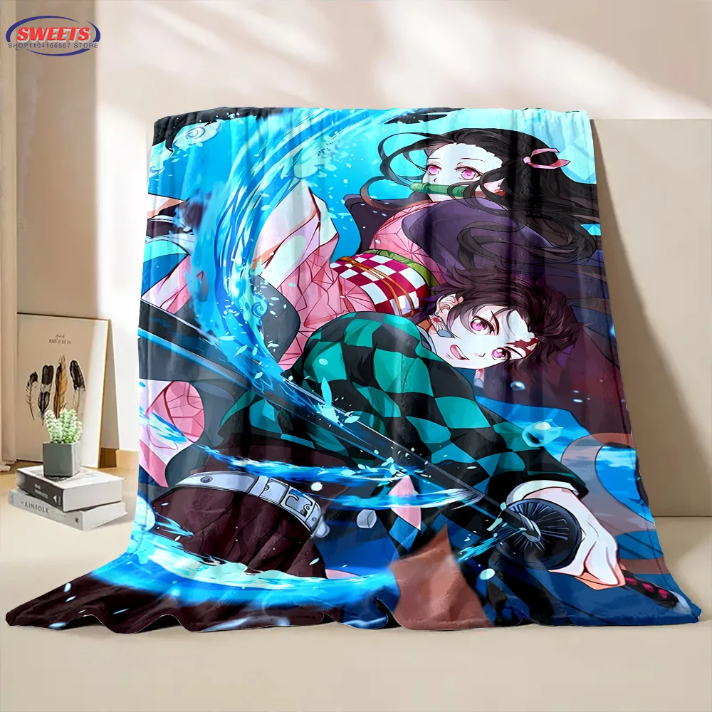 Japan K-Kamado Nezuk0 Demon S-Slayer Flannel Blanket for Bed Bedroom Sofa Picnic Throw Blanket for Cover Outdoor Leisure NapGift