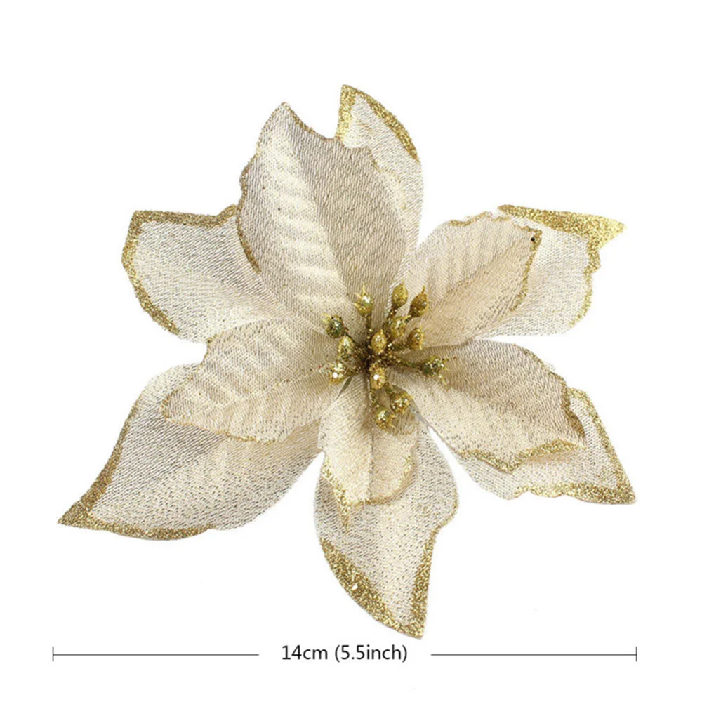 Christmas Flower Decor Bloom Artificial Flower Decoration Christmas Tree Hang Flower Ornament For Christmas Party Decor Gift