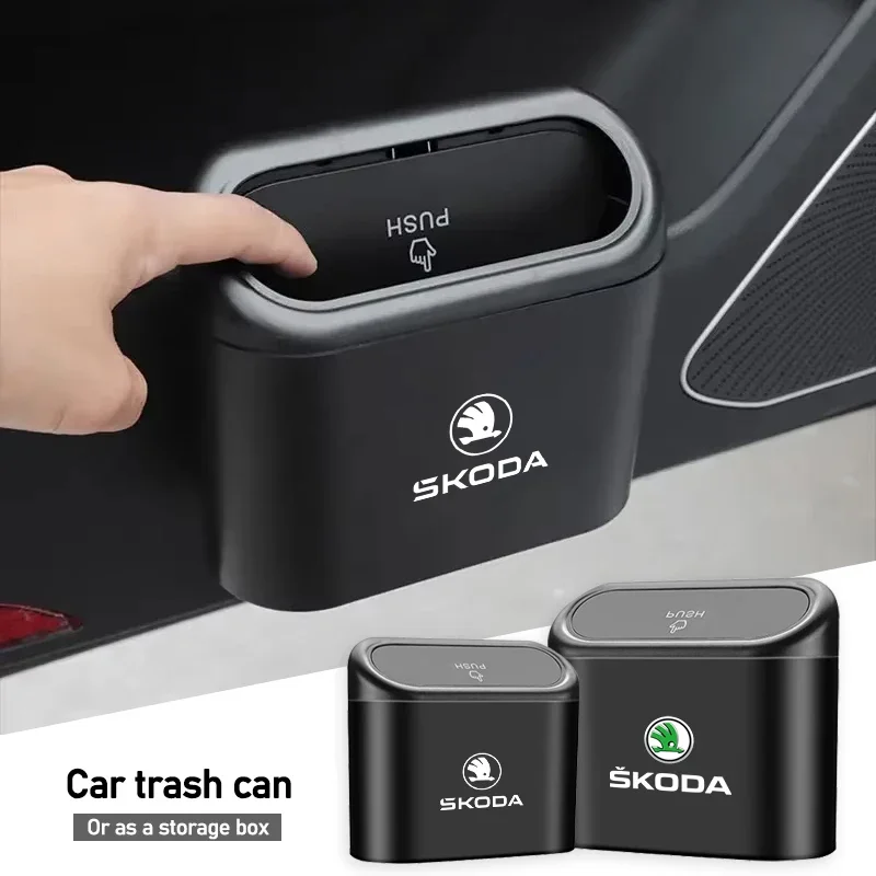 Car Trash Can Garbage Bin Storage Box Auto Accessories For Skoda Kylaq Elroq Kodiaq Octavia Enyaq Kamiq Scala Rapid Superb Karoq