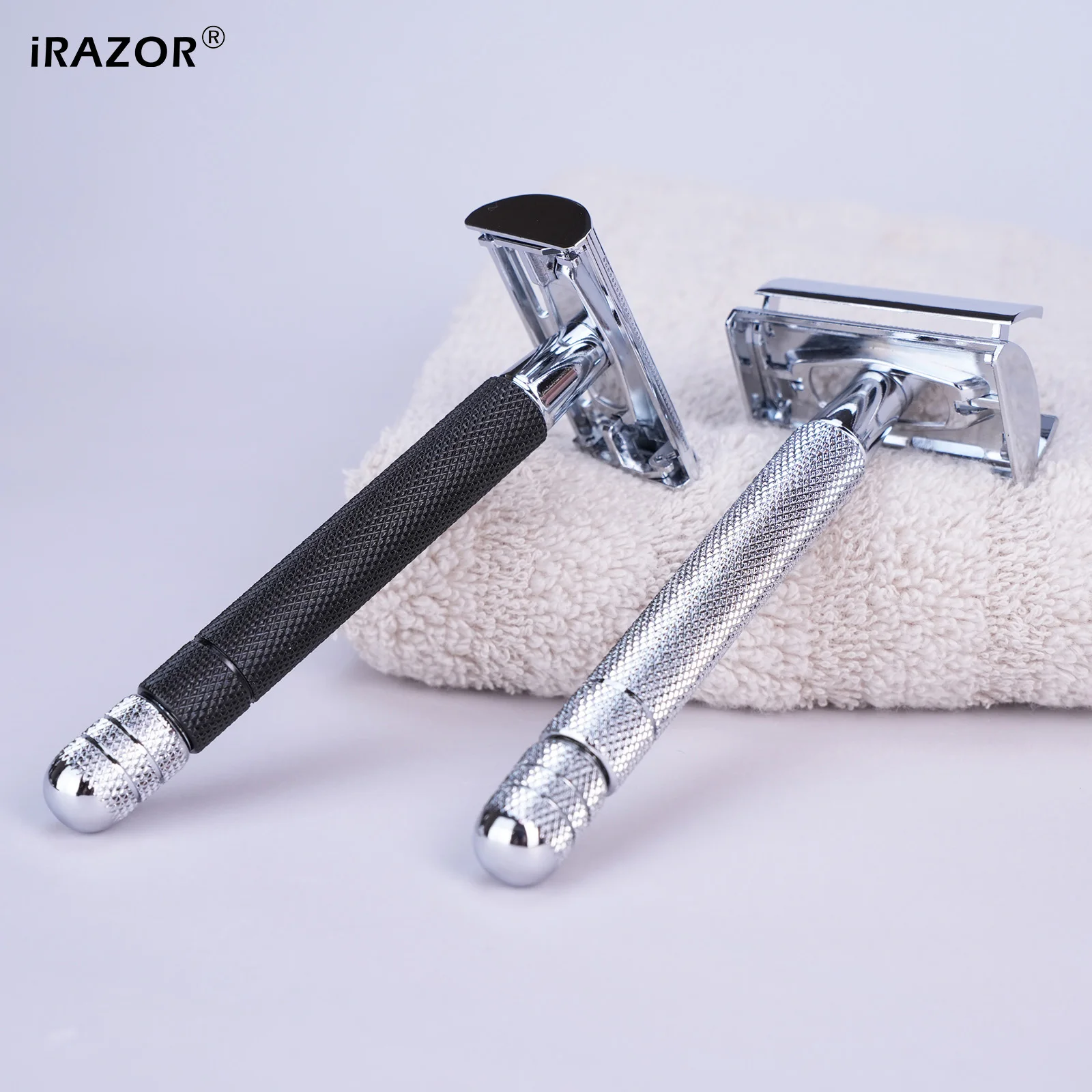 irazor-バタフライオープンダブルエッジ安全カミソリ-男性用-–-テクスチャード加工の滑り止め付きクラシックなスムーズなウェットシェービンググルーミングツール