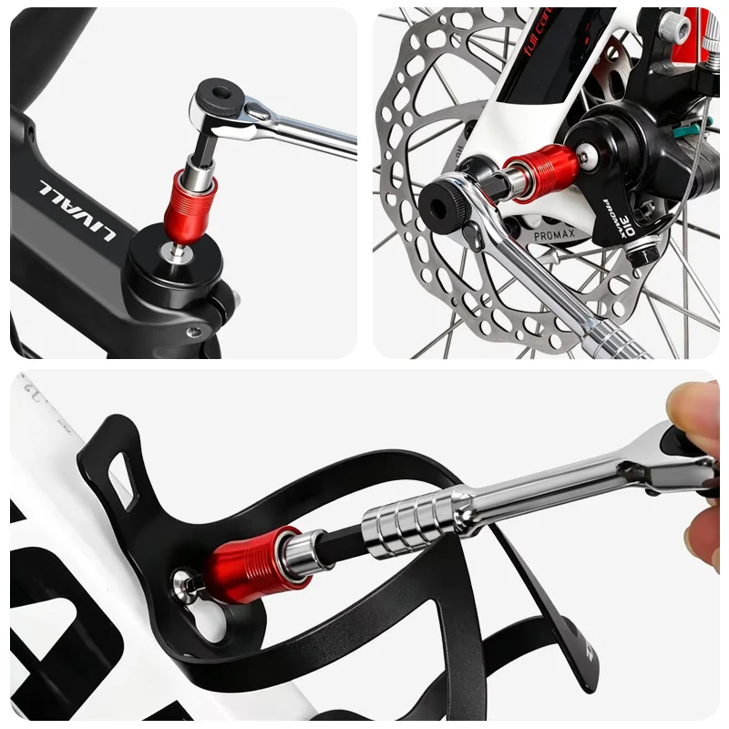 RIDERACE Fahrrad-Inbusschlüssel, Drehmomentschlüssel, Ratschenschlüssel, Fahrradreparaturwerkzeuge, 1/4 Zoll, tragbarer T25-Schraubendreher, Reifenwerkzeug-Set – Detail 12