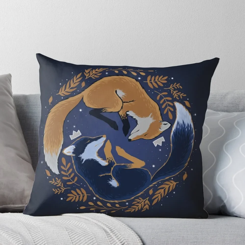 

Night foxes Throw Pillow luxury home accessories luxury sofa pillows Pillowcase Cushion