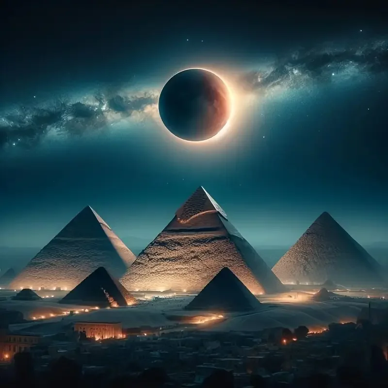 Pyramid Night Sky 5D eingelegtes DIY-Diamant-Malerei-Set – kreisförmige Diamant-, ägyptische Pyramide und himmlische Szene-Wandbilder