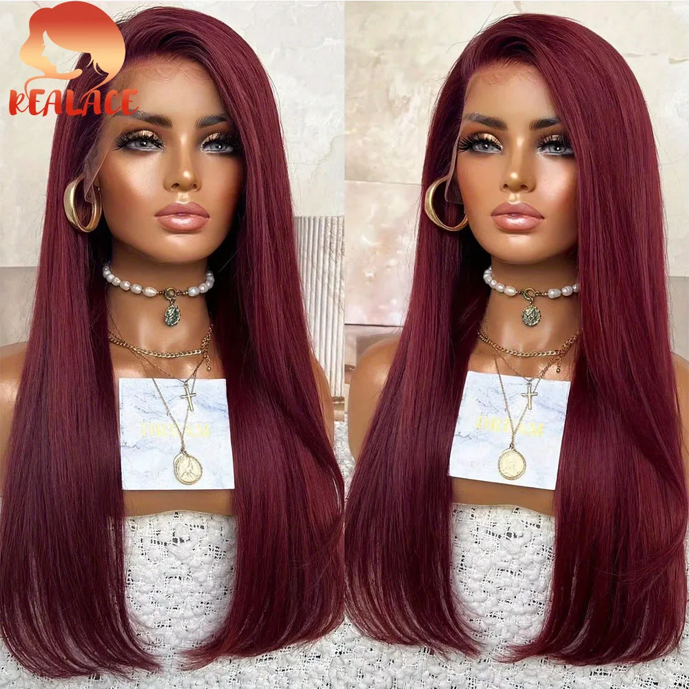 

99j Bone Straight Human Hair Wig High Quality Transparet Lace Front Wig Hd Lace For Women Soft 34 Inch 99J Color Straigh Wigs