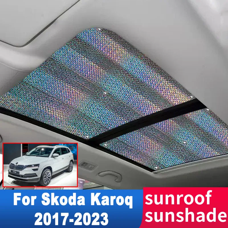 2x Car Sunroof Sunshade for Skoda Karoq 2023 2022 2021 2020 2019 2018 2017 Auto Roof Sunscreen Heat Insulation Cover Windscreen