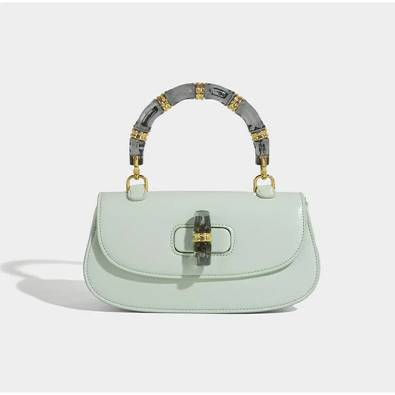 

Luxury Transparent Handle Crossbody Saddle Bag,Vintage Shoulder Bag,Compact Chic Women Sling Bag,Designer Color Contrast Handbag