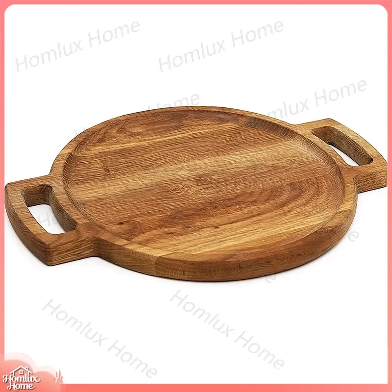 Wooden Tray with Handle Creative Tea Tray for Snacks Dried Fruit and Fruits Serving Tray Natural Wood Dinner Plate Decorative