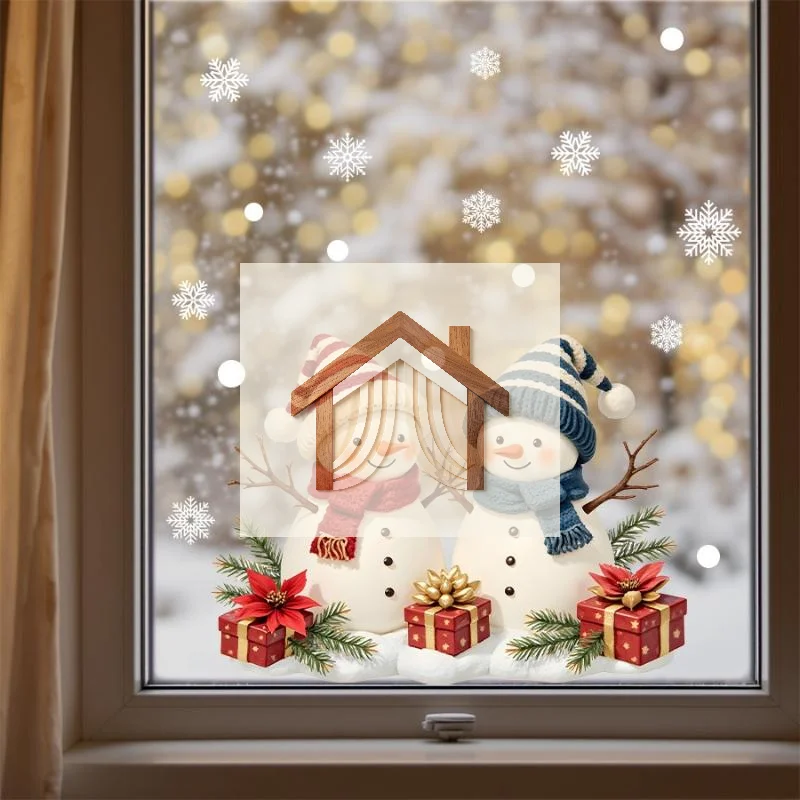 Christmas Snowman Window Cling Decal Waterproof Reusable Static Sticker for Home Office Xmas Winter Holiday Party Decor
