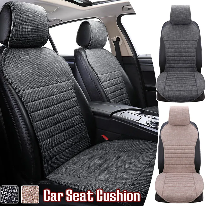 

New Flax Car Seat Cover Protector Linen Front Rear Seat Cushion Backrest Mat Four Seasons Universal Auto Interior Truck Suv Van