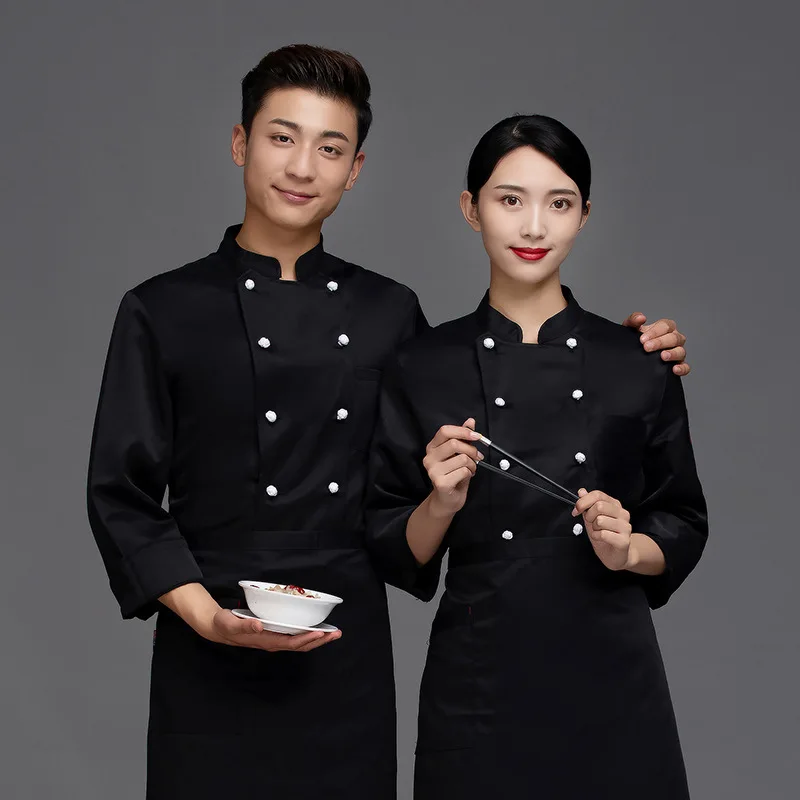 

Chef's workwear for men, long-sleeved, autumn and winter, plus size, suitable for baking, restaurants, hotels, kitchen and cater