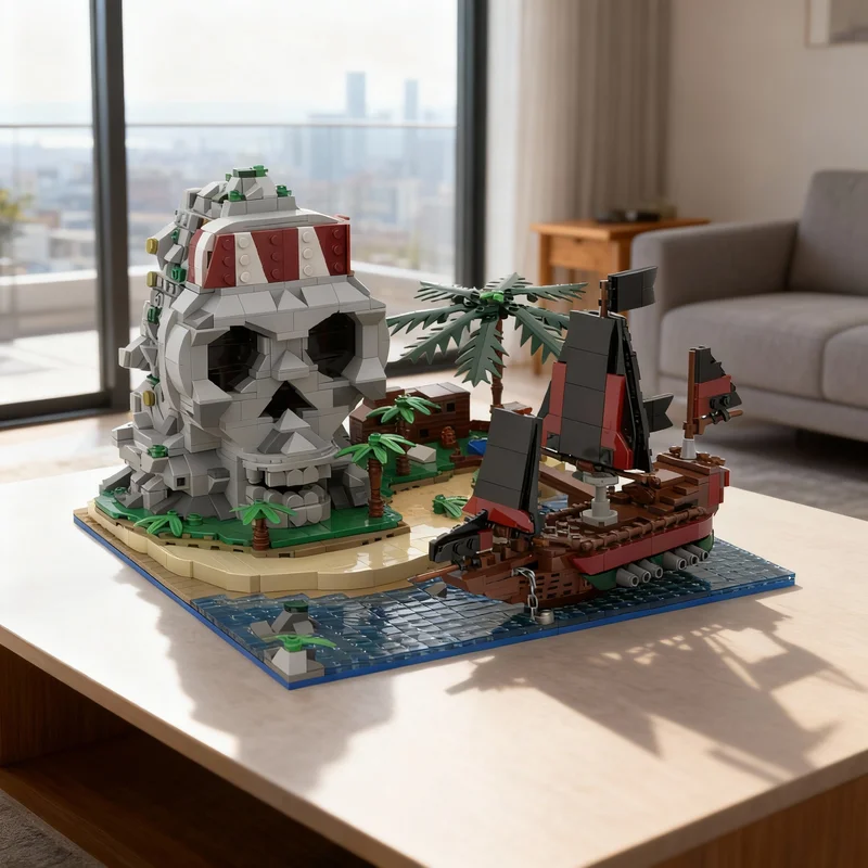 1603pcs MOC Pirates Pirate Island Skull Bay Model Building Blocks Architecture DIY Toy Festival Gift Creative Idea Education