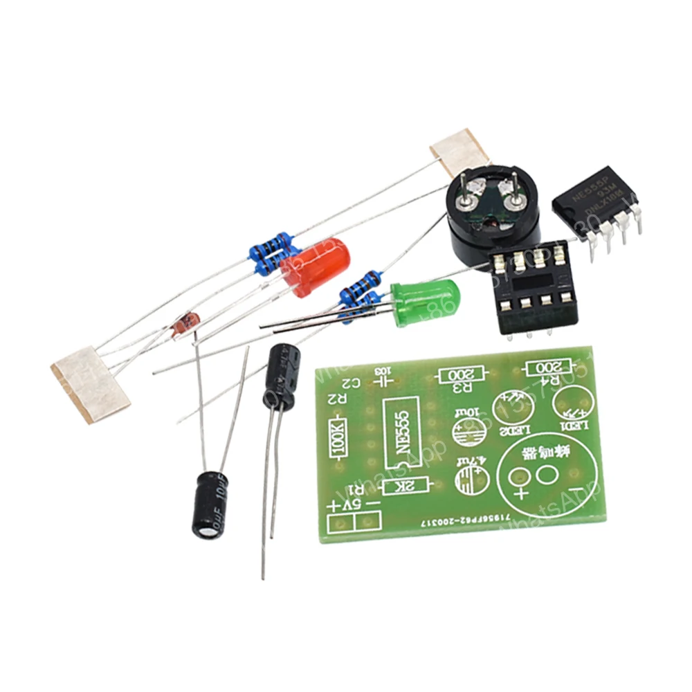 Kit multivibrateur NE555 (100 pièces) avec circuit à l'état stationnaire NE555P et double lampe flash pour l'auto-apprentissage, la formation, les projets DIY, les créateurs, les étudiants et les laboratoires