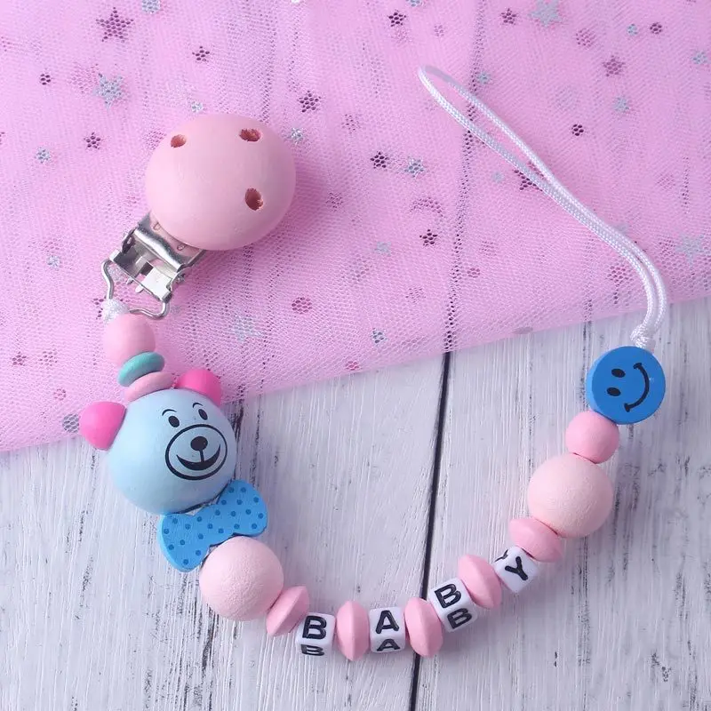 Handmade Personalized Name Pacifier Clips Nipple Holders Silicone Pendant BPA Free Customize Teat Cord Dummy Chain Shower Gift