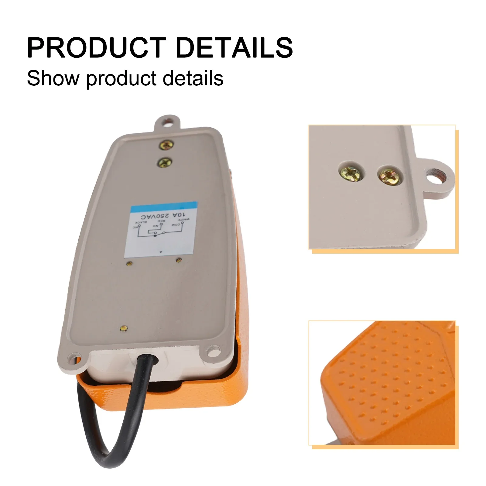 1 Pc 풋 스위치 알루미늄 풋 스위치 250VAC 10A SPDT NO NC 전력 페달 순간 15CM 미끄럼 방지 페달 도구 액세서리