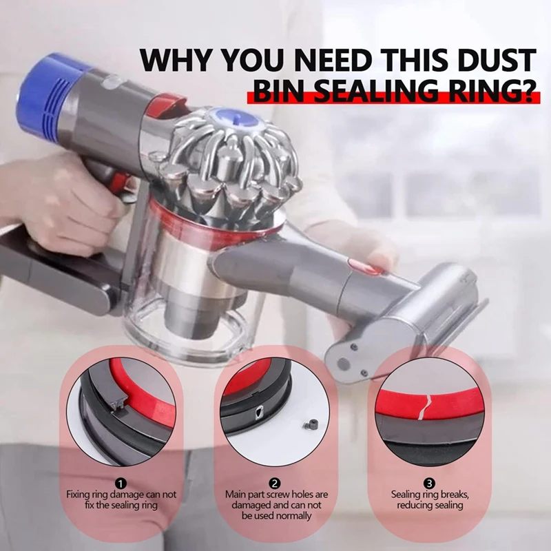 ถังเก็บฝุ่นด้านบนคงที่แหวนปิดผนึกสําหรับ Dyson V10 SV12 เครื่องดูดฝุ่นถังเก็บฝุ่นสิ่งสกปรกถ้วยอะไหล่