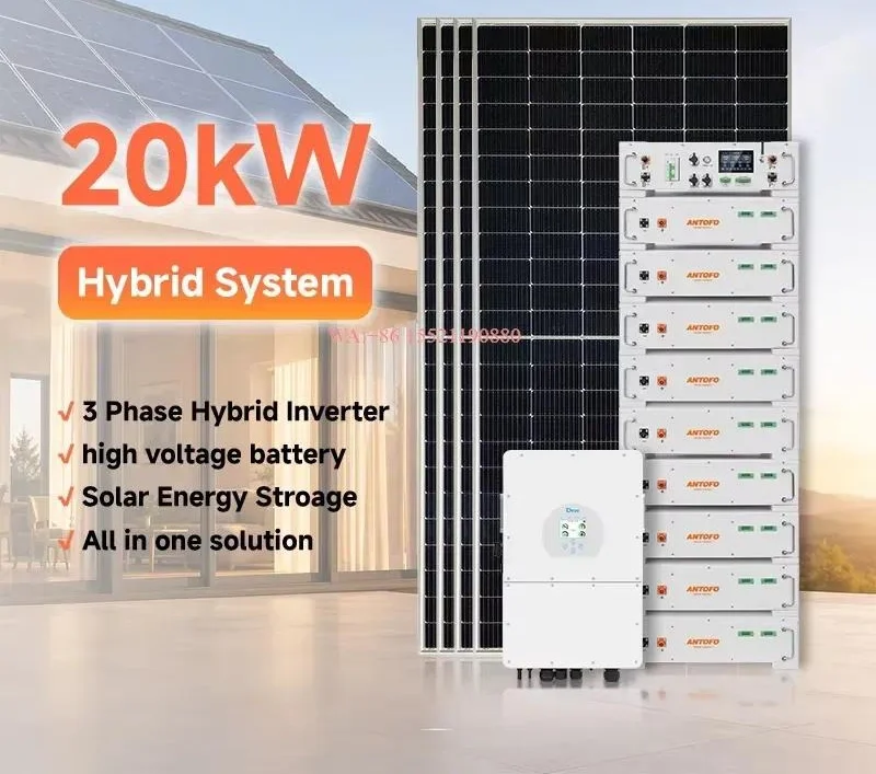 wmwmnu 20kW Complete Solar Energy Storage System Home All-in-One PV Power System with Lithium Battery 3 Phase Hybrid Inverter