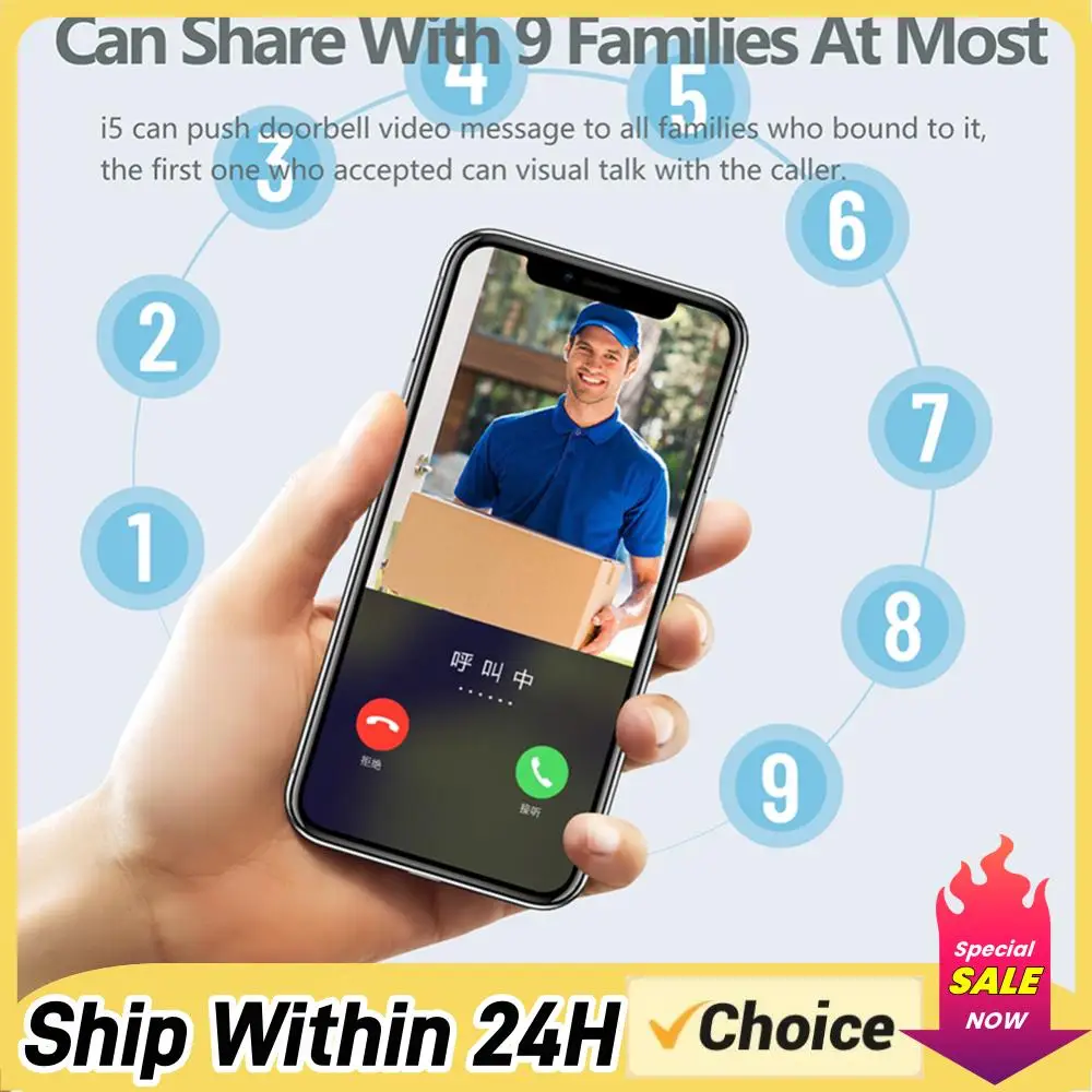 

WiFi Wireless Video Doorbell IR Night Vision Smart Door Bell Two-way Audio Visual Doorbell for Home Security Alarm System