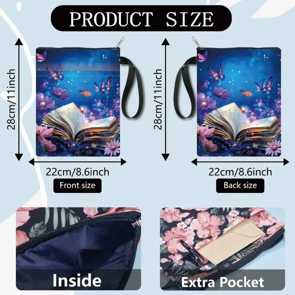 Butterfly Book Sleeve Flower Book Covers Purple Floral Book Protector for Paperbacks Washable Fabric Cloth Book Cover