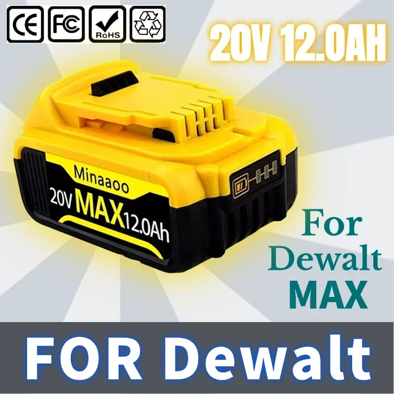 DCB180 20V Rechargeable Battery for DeWalt 18V power tools DCF887 DCG405 DCF880 DCD791 DCF922 Li-ion Battery Replacement 12.0Ah