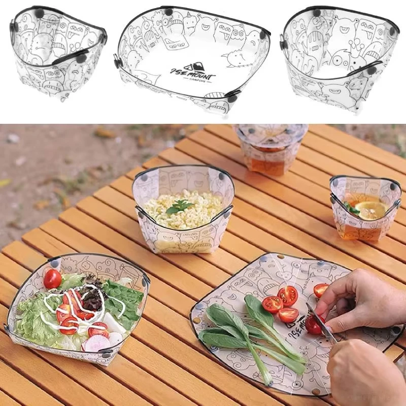 Juego de cuencos plegables para acampar al aire libre, vajilla plegable, cuenco plegable de plástico portátil ultraligero, plato de cena, taza, Picnic de viaje