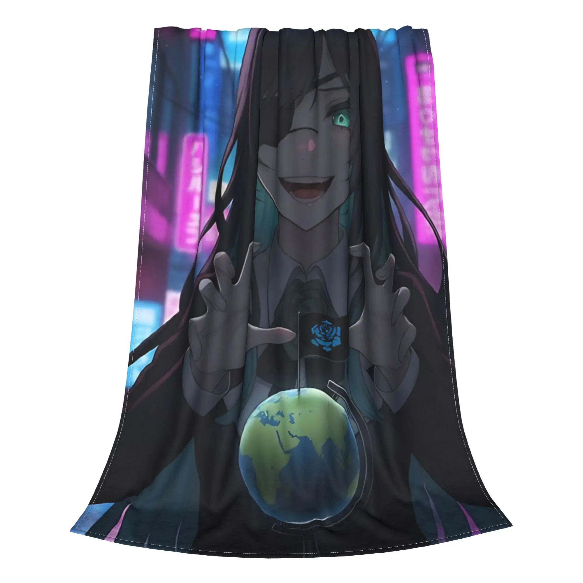 1PC Home Cute Room Decor Cyberpunk Anime Girl Blanket Throw Blanket Ado Novelty Warm Blanket All Season