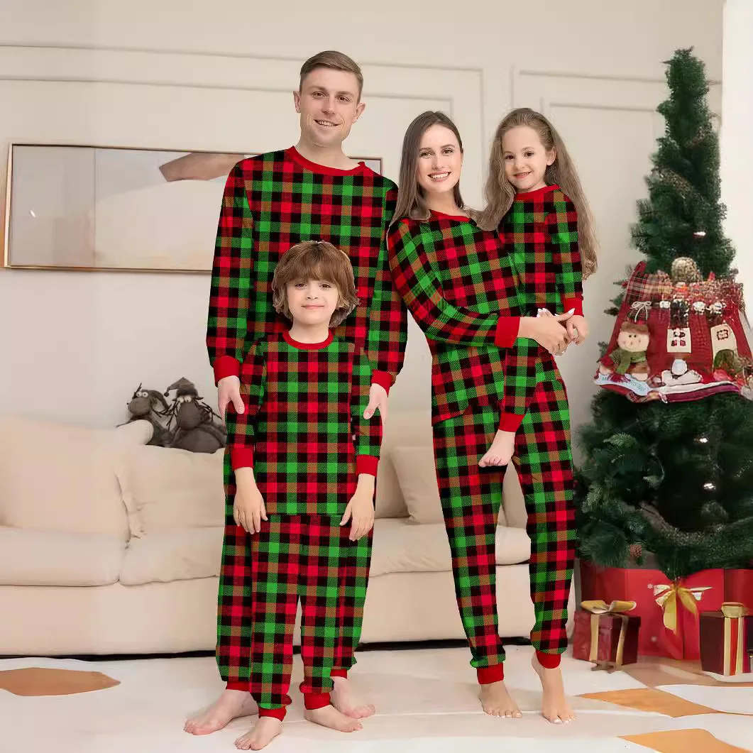 

Winter Plaid Print Christmas Pajama Sets Family Matching Clothing Set Parent-child Soft Cute Two-piece Suit Sleepwear Xmas Look