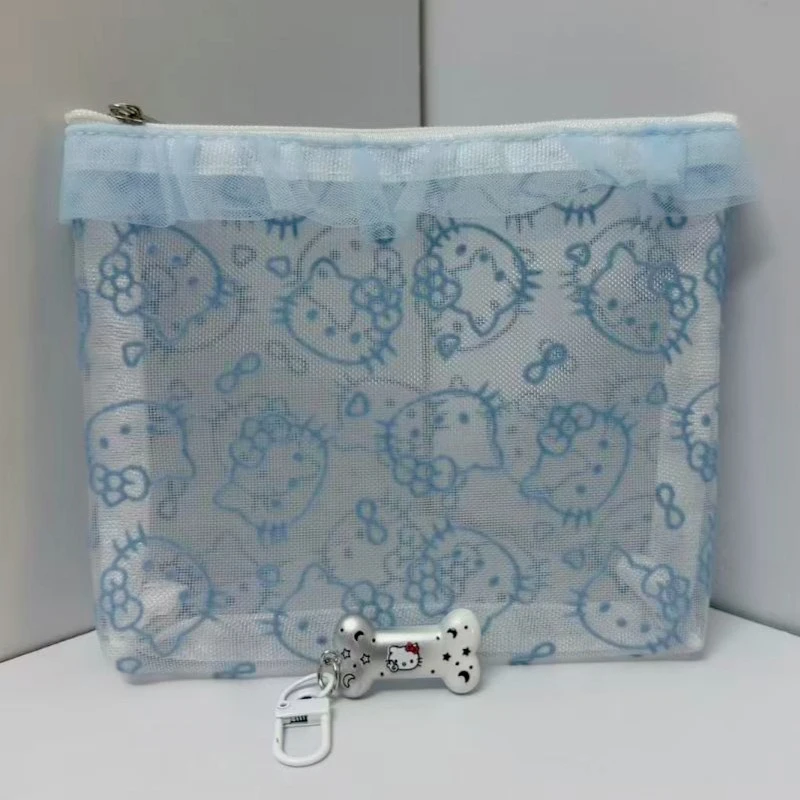 HOT CUTE Cartoon-Stickerei Mesh-Aufbewahrungstasche Transparente Toilettentasche Tragbare Kosmetiktasche Geeignet für Mädchen auf Reisen – Detail 5