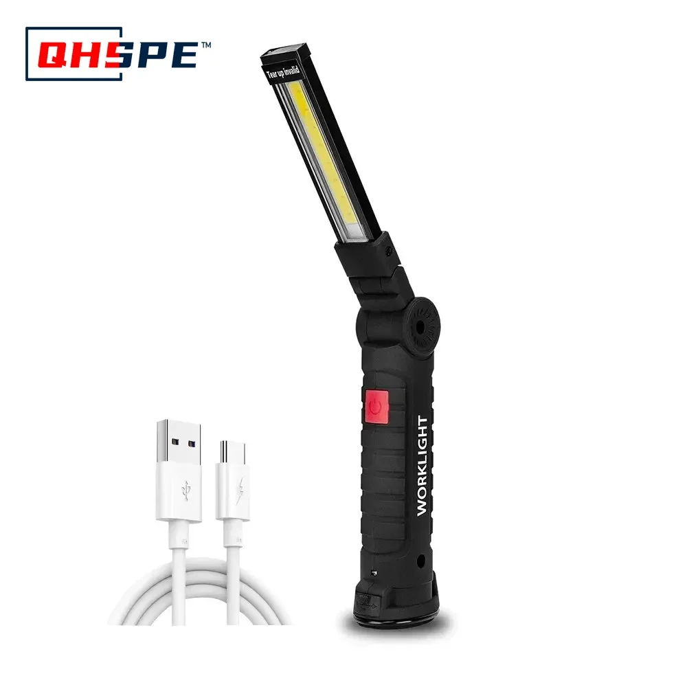 Rechargeable Camping LED Flashlight Work Light with Magnet and Hook IP64 Waterproof 5 Lighting Modes Suitable for Night Work